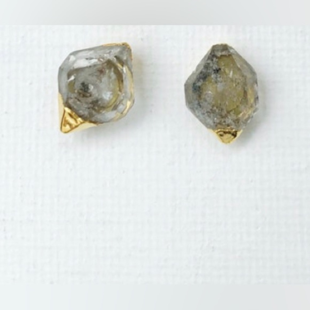 Raw gemstone stud gold plated earrings!!